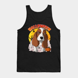 Basset Hound Pumpkin Happy Halloween Tank Top